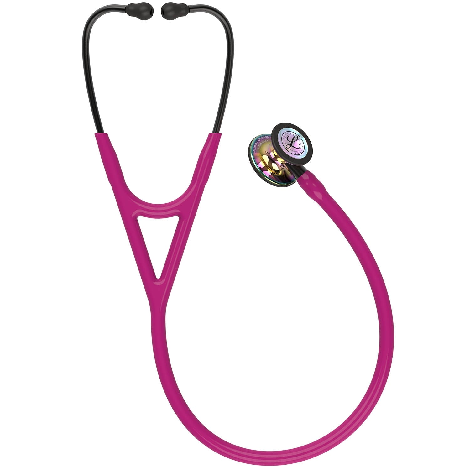 Littmann Cardiology IV Diagnostic Stethoscope: High Polish Rainbow & Raspberry - Smoke Stem 6241 - Over Engraved - Littmann Stethoscopes