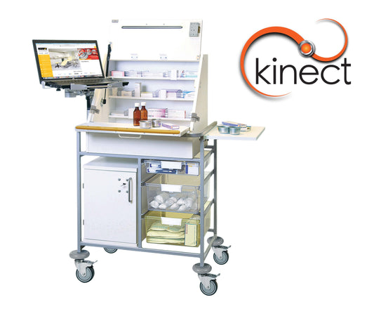 Kinect EPMA Station - Medium Ward Drug Trolley with Storage Tray - 