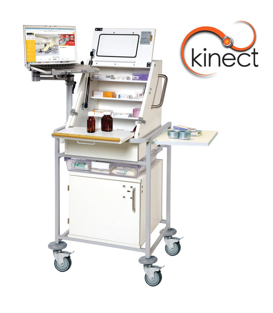 Kinect EPMA Station - Large Ward Drug Trolley with Storage Tray - 