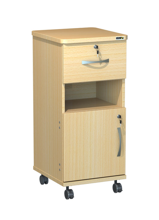 Axis Bedside Locker - Locking Large Top Drawer and Bottom Door - Open Middle