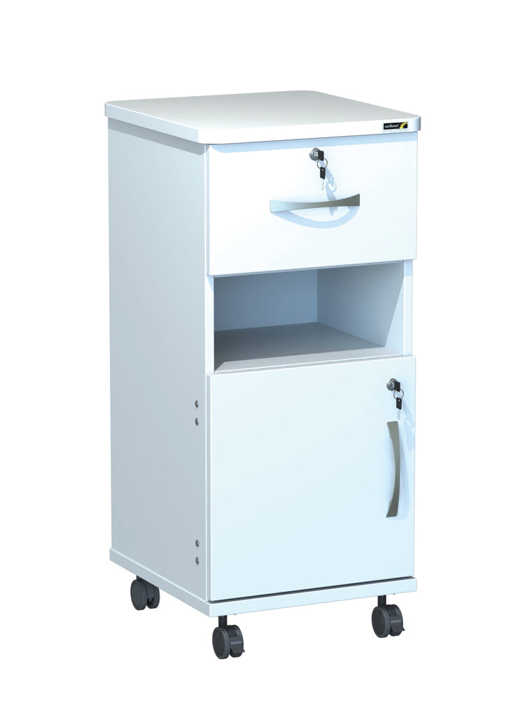 Axis Bedside Locker - Locking Large Top Drawer and Bottom Door - Open Middle - Sunflower