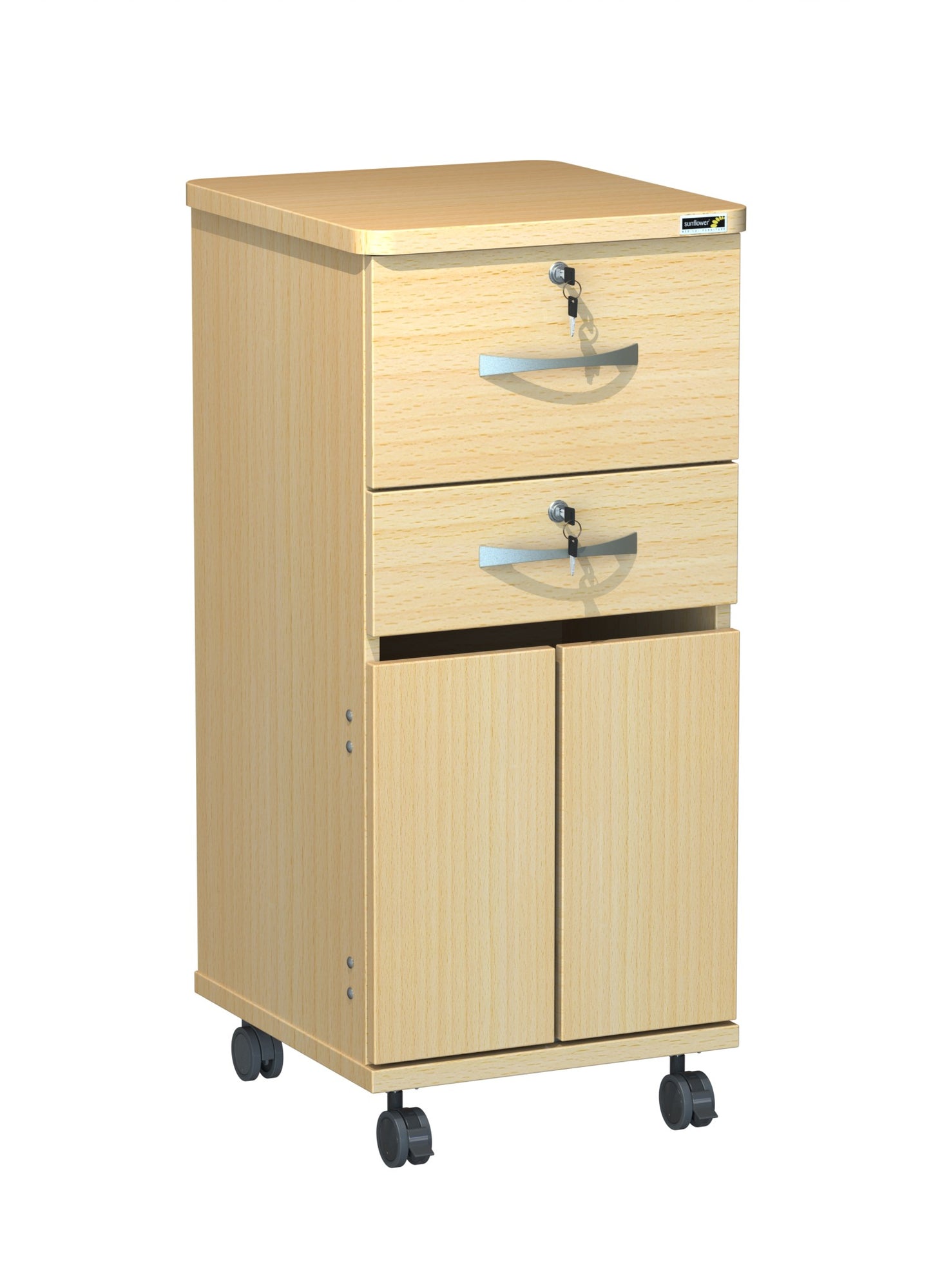 Axis Bedside Locker - Locking Top and Middle Draw - Bottom Doors - Sunflower