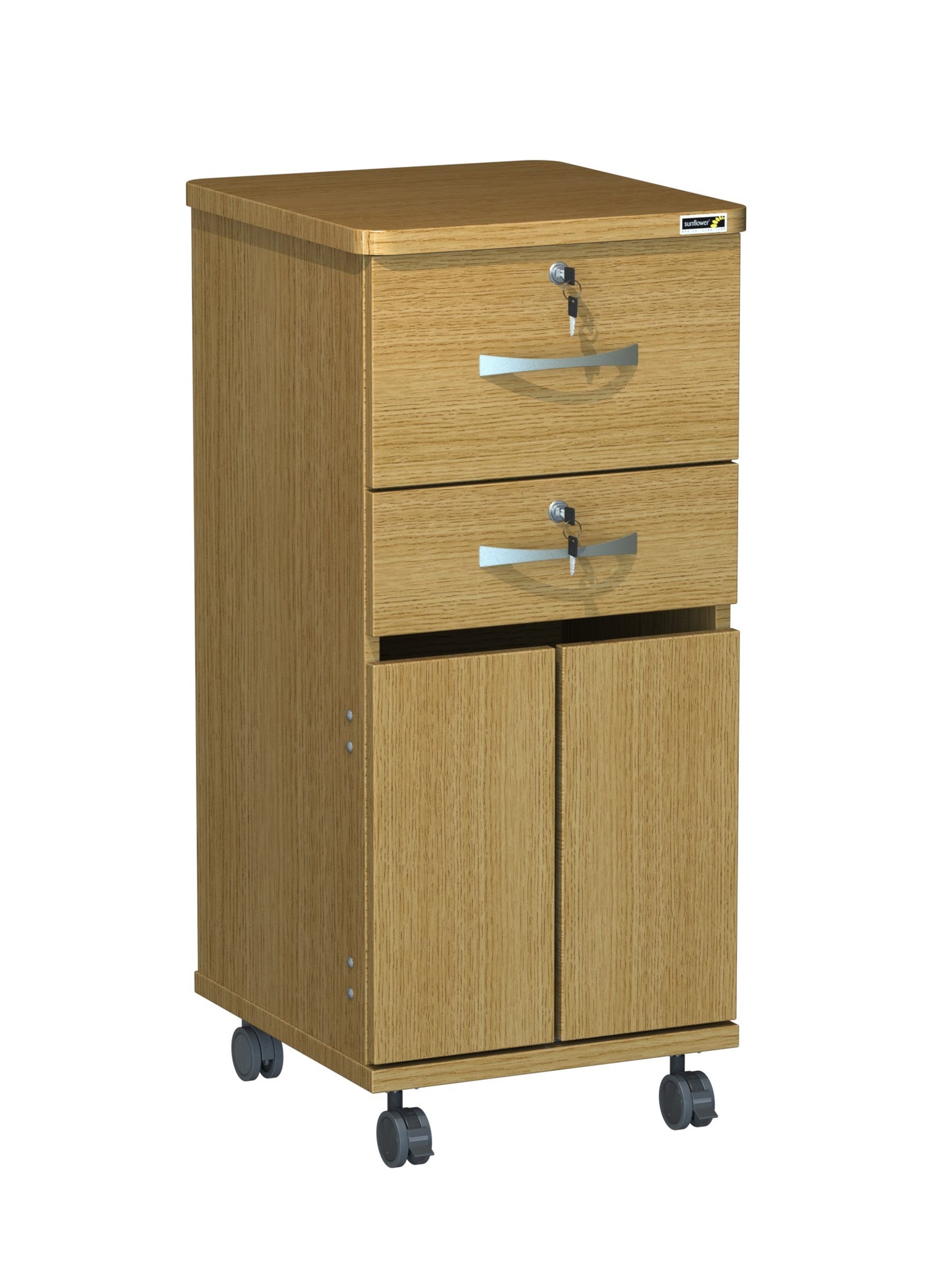 Axis Bedside Locker - Locking Top and Middle Draw - Bottom Doors - Sunflower