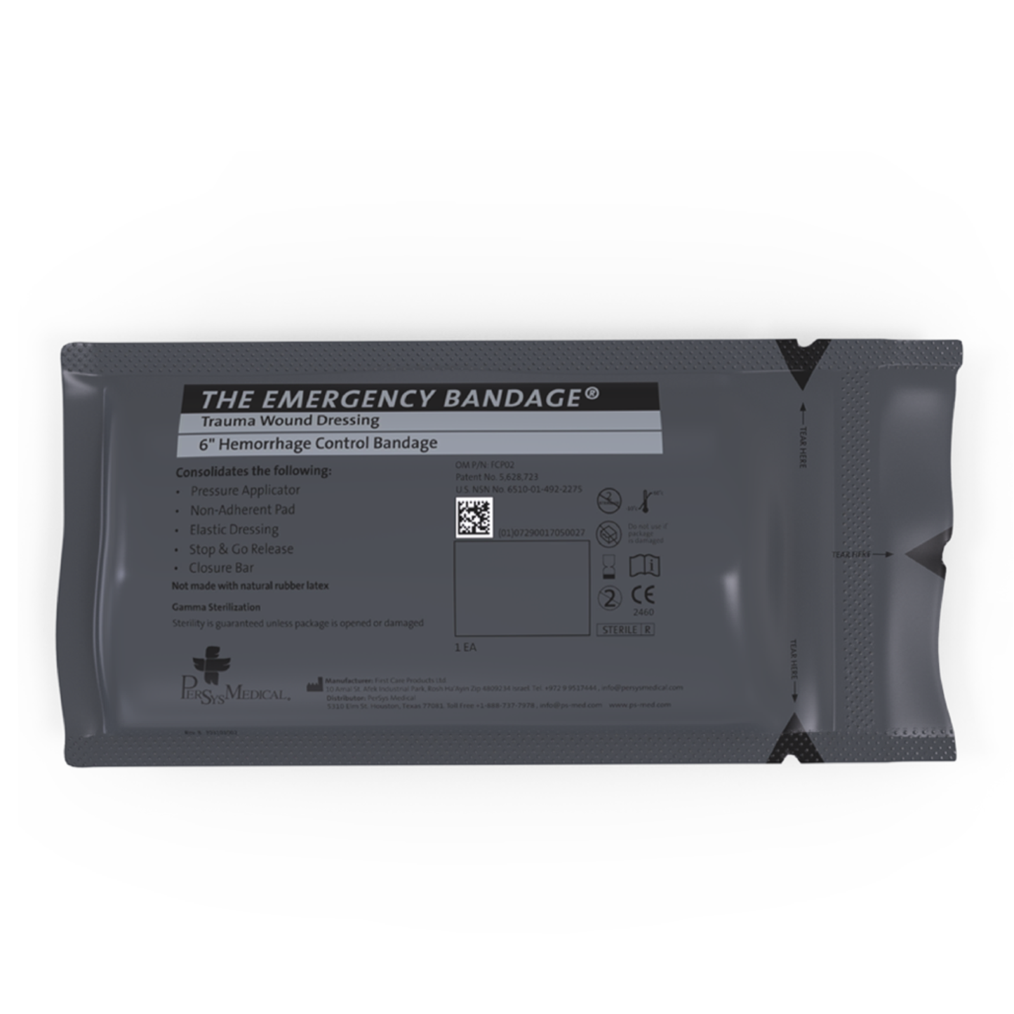 Israeli Bandage - The Emergency Bandage® 6" Wound Pad With Pressure Bar - Safeguard Medical