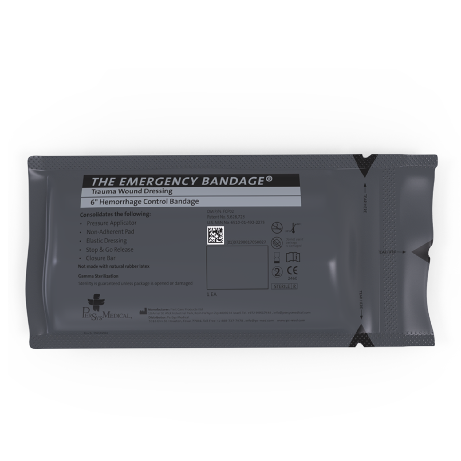 Israeli Bandage - The Emergency Bandage® 6" Wound Pad With Pressure Bar - Safeguard Medical