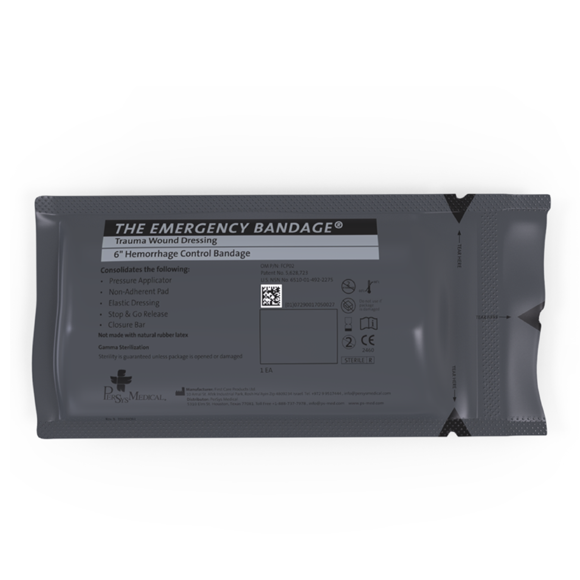 Israeli Bandage - The Emergency Bandage® 6" Wound Pad With Pressure Bar - Safeguard Medical