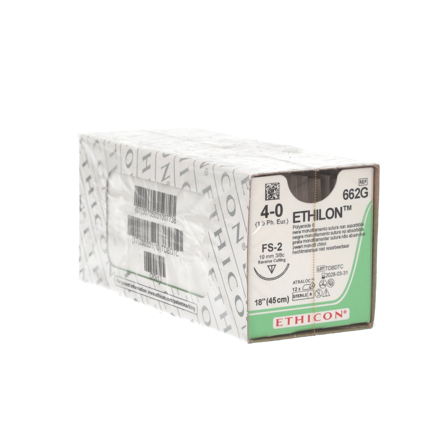 Ethilon Nylon Suture - Black - 45CM 19MM - 4.0USP FS-2 - x12 – Medisave UK