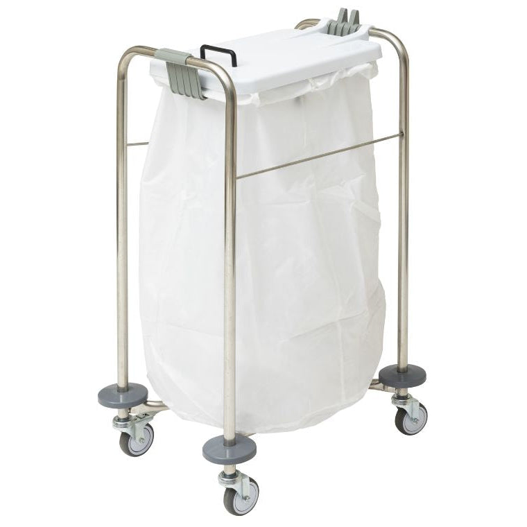 Alerta Laundry Cart, Double Bag White & Red Lids - 