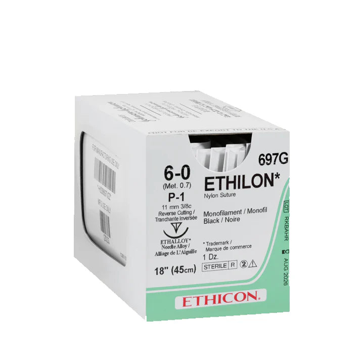 ETHILON suture - Monofilament - black - 6-0 - 45cm - 1 x Reverse Cutting Prime - 11mm - 3/8C - 12 - 