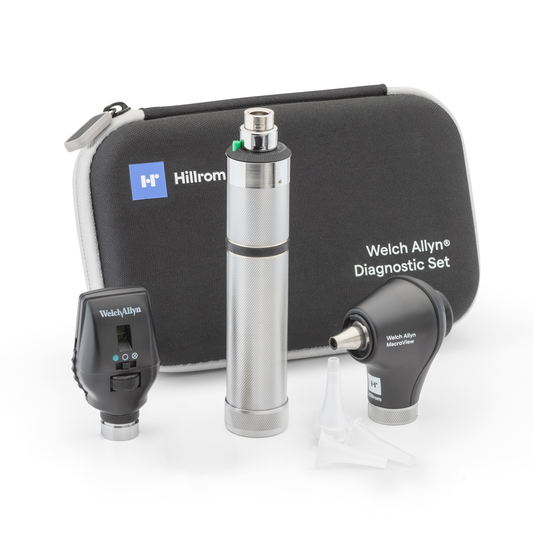 Welch Allyn 3.5V Diagnostic Set - LED Opthalmoscope, Macroview Basic LED Otoscope, Alkaline C-Cell Battery Handle and Hard Case - 