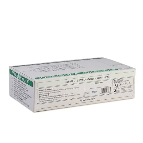 Hypo-Allergenic Washproof Plasters 7 assorted sizes  - Pack of 100