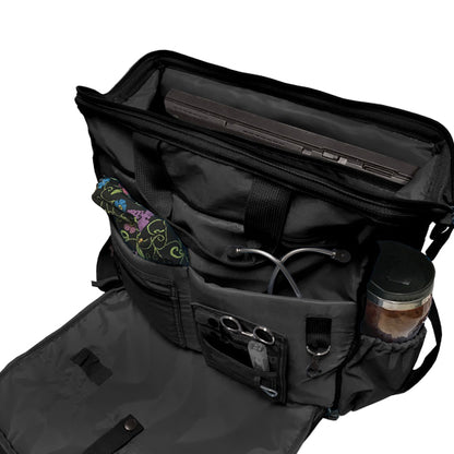 Nylon Cargo Bag 10" x 12" with Velcro Closed Pocket and Shoulder Strap - Black