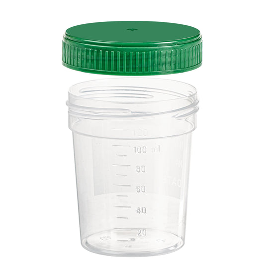 100ml Green Screw Cap Polypropylene Graduated Container - Pack of 500