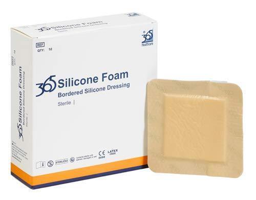 365 Healthcare Foam Dressing - Silicone Border - 15 x 15cm - Box of 10 - 