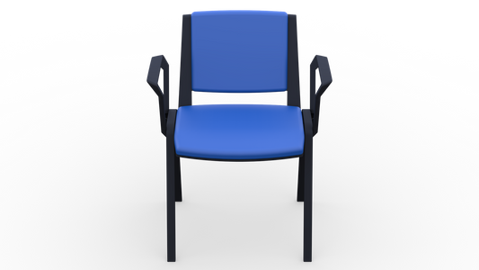 Single Waiting Room Chair (Black Frame/Upholstered) - 