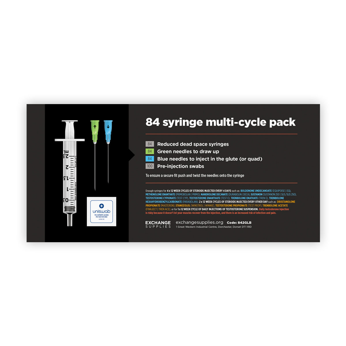 Steroid Multi-Cycle Pack- 84 syringes - Exchange Supplies