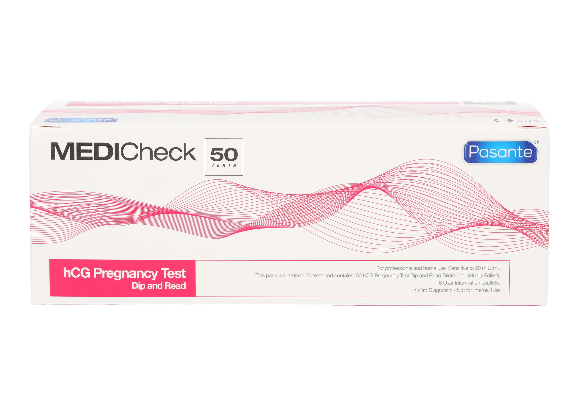 MEDIcheck hCG Pregnancy Test Strips Dip and Read - Box of 50 - Pasante