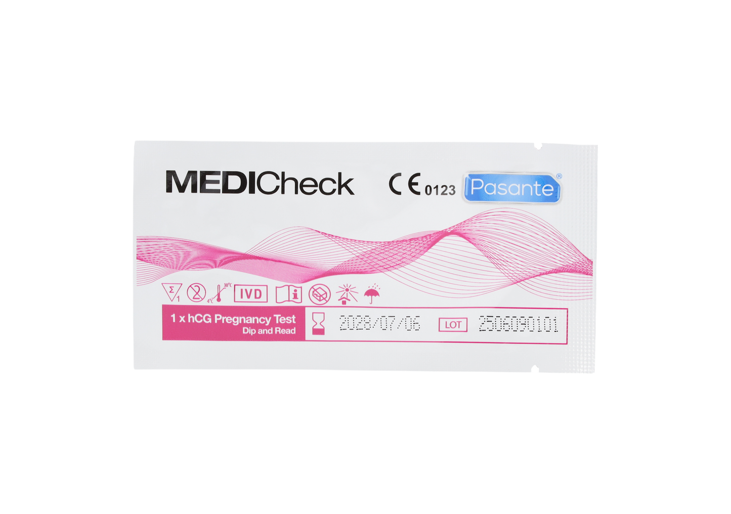 MEDIcheck hCG Pregnancy Test Strips Dip and Read - Box of 50 - Pasante