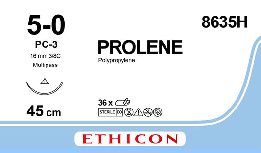 Ethicon Sutures 5-0 Prolene Blue 45cm M1 - box of 36 - 