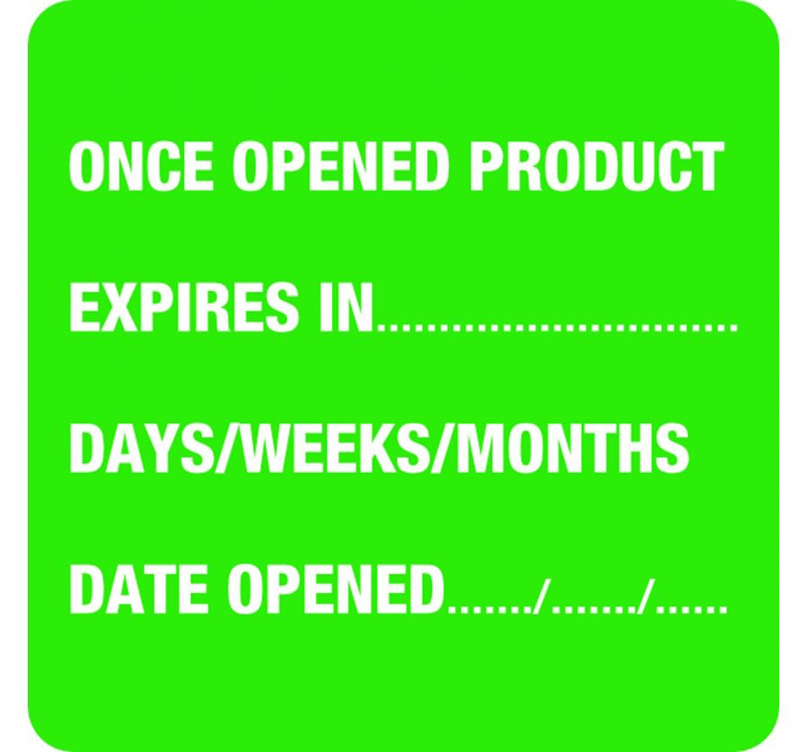 Status™ "Once Opened Product Expires in.." Labels - 36 x 36mm - 