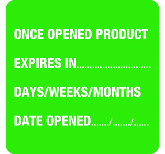 Status™ "Once Opened Product Expires in.." Labels - 36 x 36mm