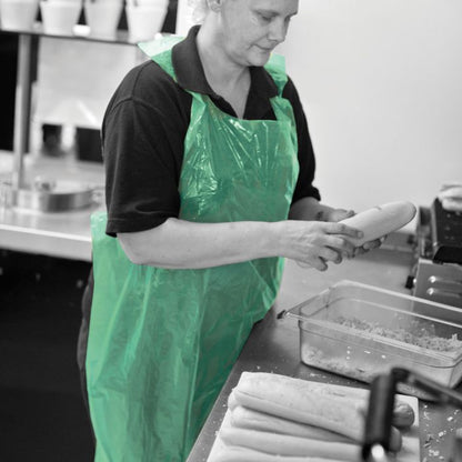 Green Extra Heavy Duty Extra Long Aprons - 1 roll of 50