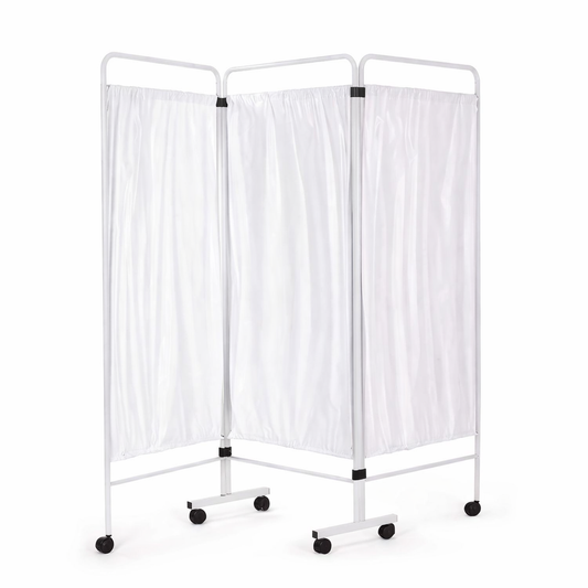 Chrome Ward Screen with Curtains (3 Section) - White - 