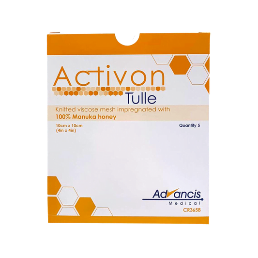 Activon tulle nitted viscose mesh with 100% manuka honey 10cm x 10cm - pack of 5