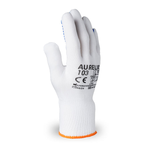 AURELIA 103  - Blue PVC Dotted Glove with Cotton Liner - 