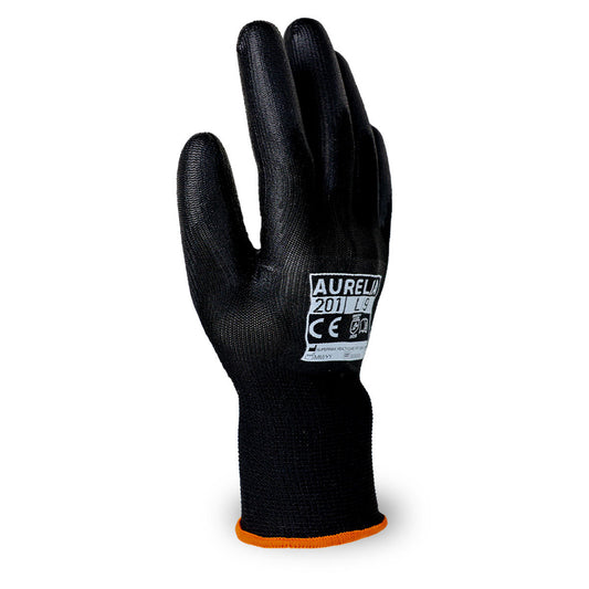 Aurelia 201 - Black PU Palm Coated with Polyester Liner - 