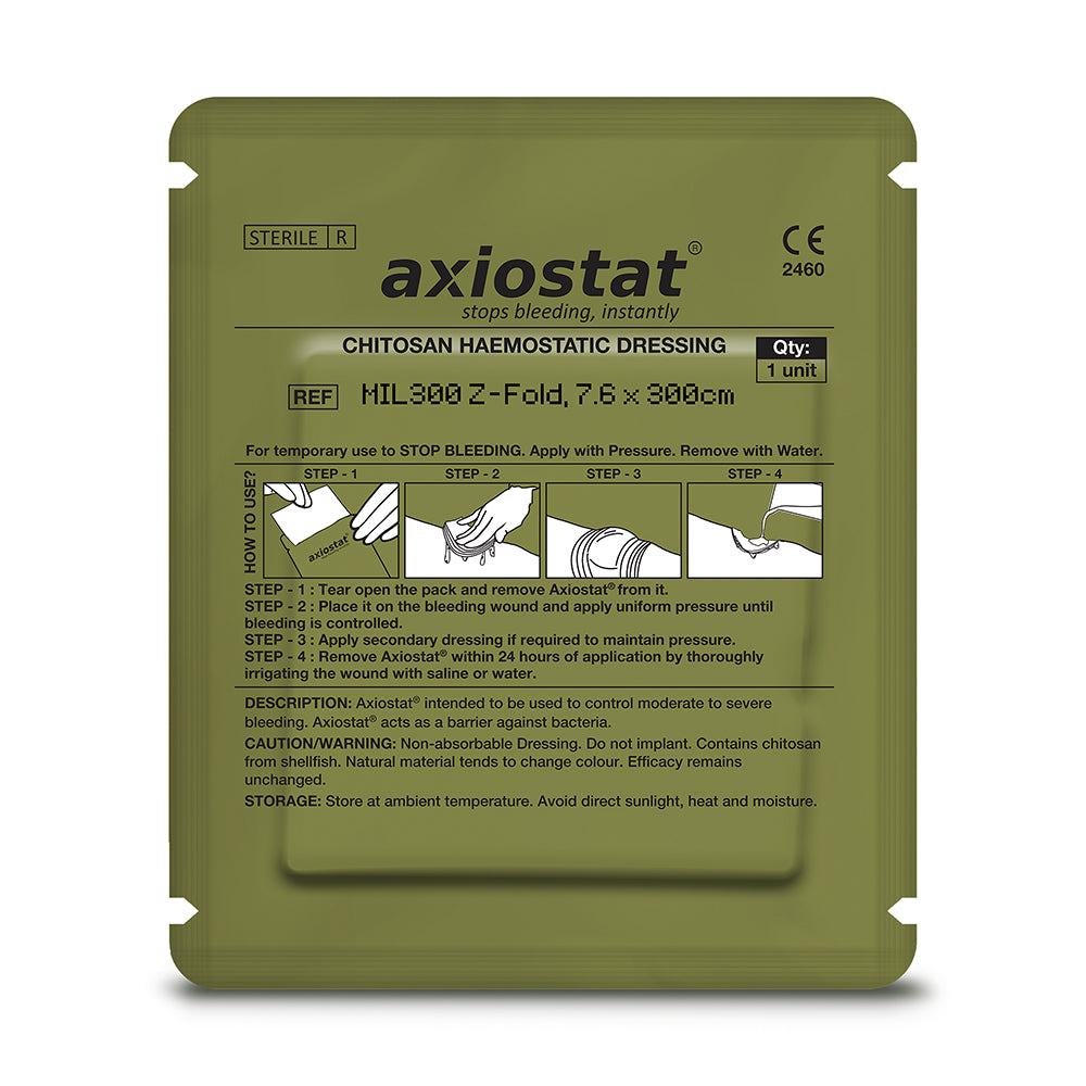 MIL300 Axiostat Military 300cm Z Fold Haemostatic Gauze - 