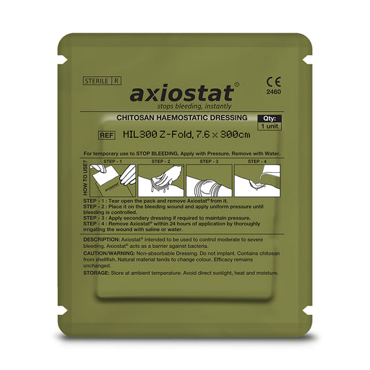 MIL300 Axiostat Military 300cm Z Fold Haemostatic Gauze - 