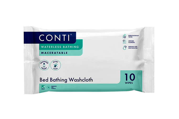 Conti® Maceratable Bed Bathing Washcloth - Fragrance Free - 10 Cloths