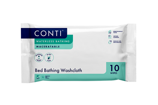 Conti® Maceratable Bed Bathing Washcloth - Fragrance Free - 10 Cloths - Vernacare