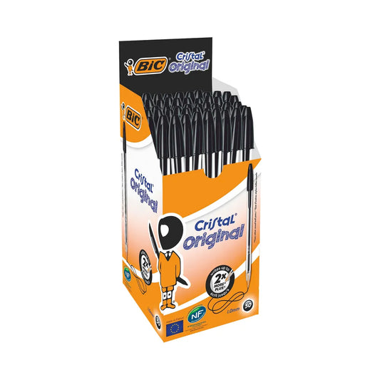 Bic Cristal Ballpoint Pen Medium Black - Pack of 50 - Vow