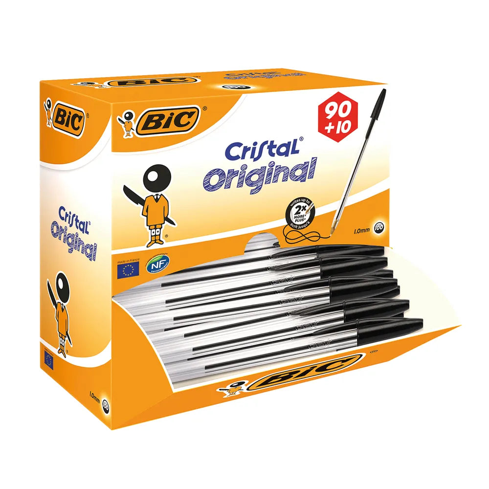 Bic Cristal Ballpoint Pen - Black - Pack of 100