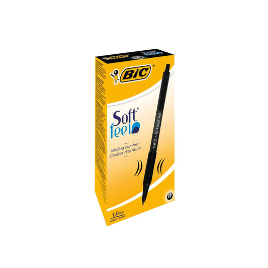 Bic SoftFeel Clic Retractable Ballpoint Pen Black - Pack of 12 - Vow