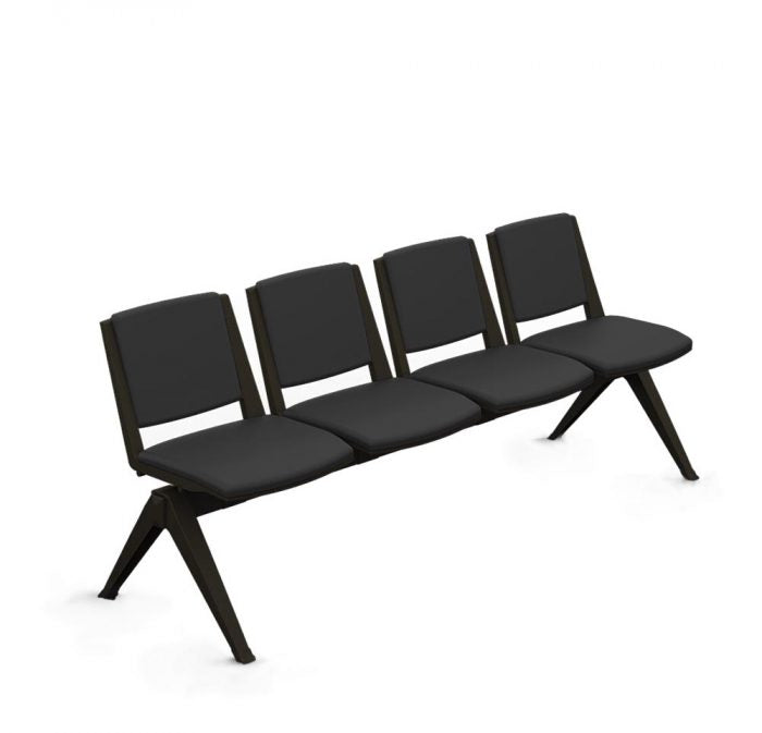 2 Seater Waiting Room Bench (Black Frame/Upholstered) - 