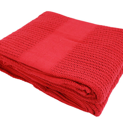 Cotton Cellular Red Blanket - 1.5 x 2m - Interweave