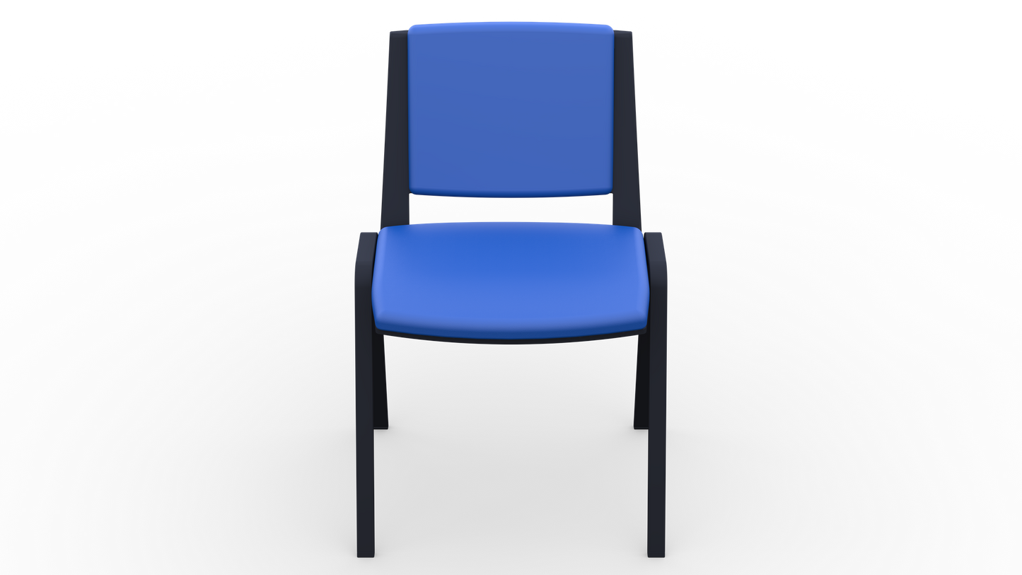 Single Waiting Room Chair (Black Frame/Upholstered) - 