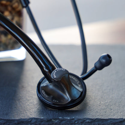 Littmann Master Cardiology Stethoscope: Black & Smoke 2176 - Over Engraved - Littmann Stethoscopes