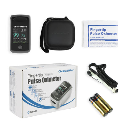 Fingertip Pulse Oximeter with Bluetooth, Perfusion Index and Respiratory Rate Function - 