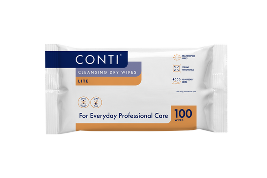Conti® Cleansing Dry Wipes - Lite (Large, 32 Packs of 100 Wipes)