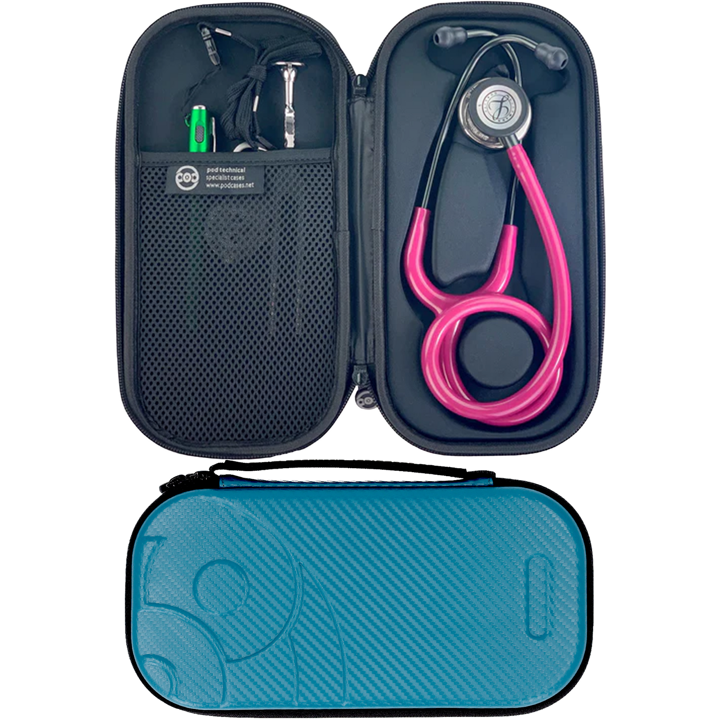 Pod Technical Classicpod Micro Stethoscope Case for Littmann Classic Stethoscopes - Caribbean Blue Carbon