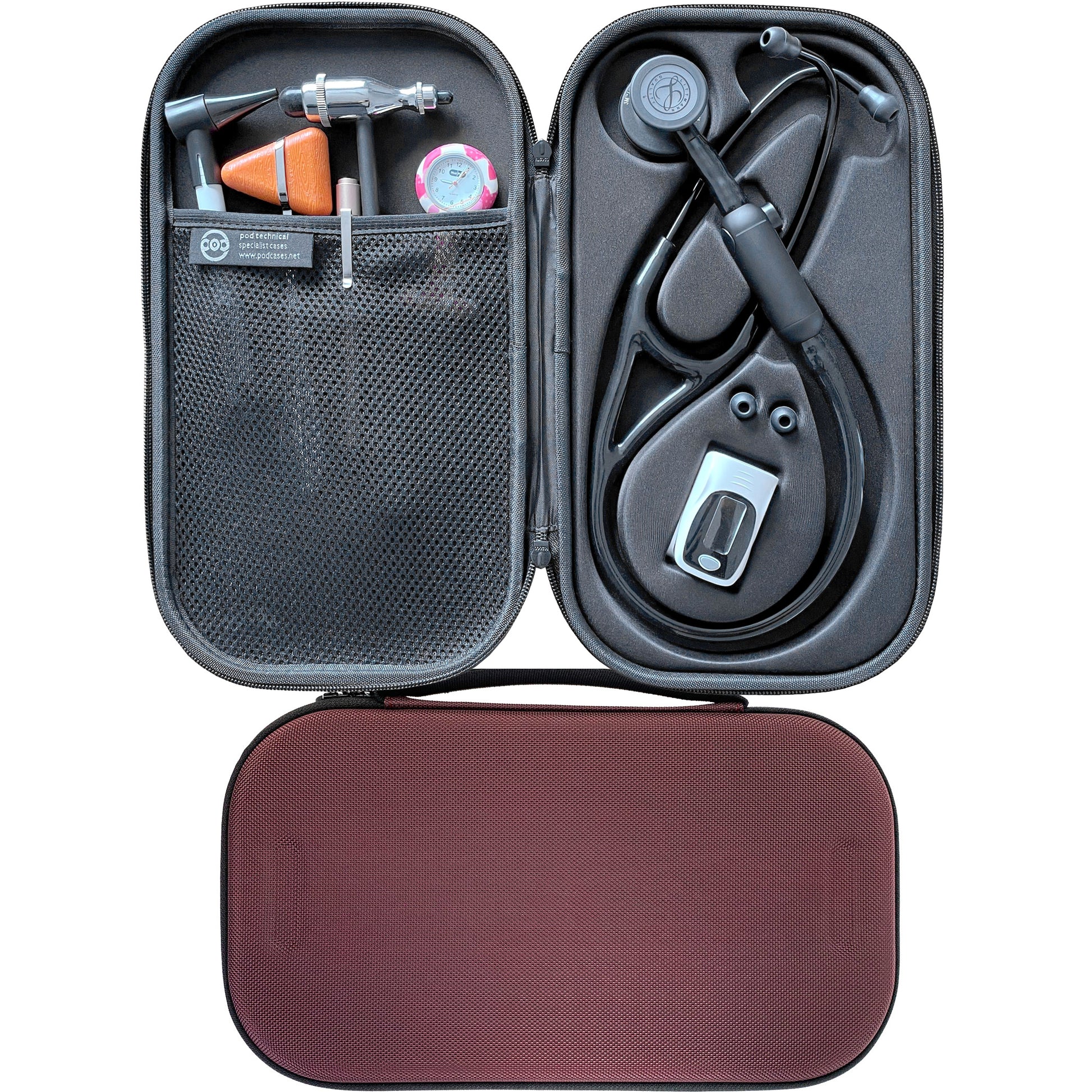 Pod Technical Cardiopod II Stethoscope Case for all Littmann Stethoscopes - Burgundy - Pod Technical