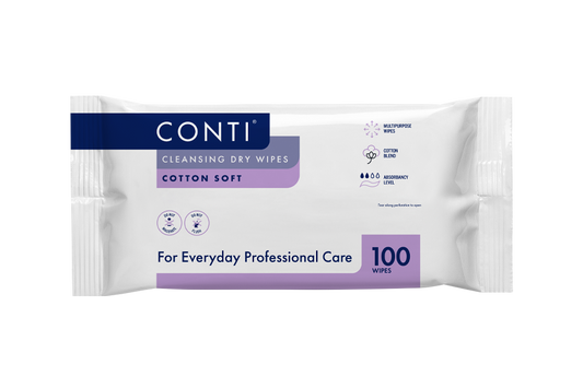Conti® So Soft Cleansing Dry Wipe - Large - 100x Wipes