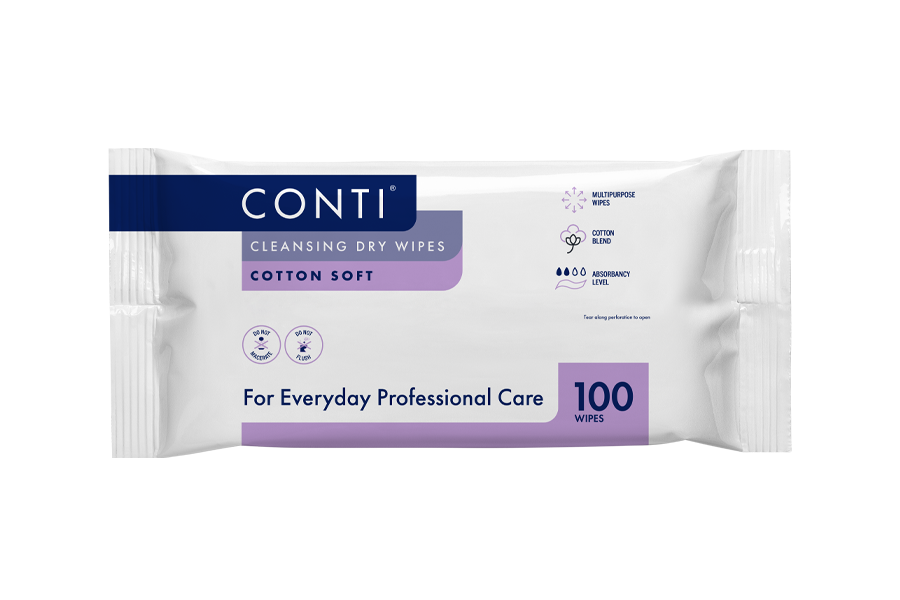 Conti® So Soft Cleansing Dry Wipe - Large - 20x Packs of 100x Wipes