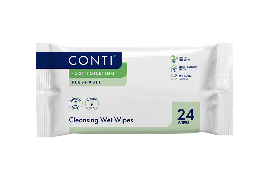 Conti® Post Toileting Cleansing Wet Wipes - Fragrance Free - 24 Wipes