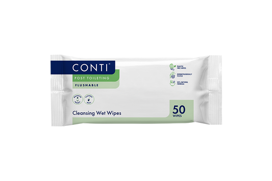 Conti® Post Toileting Cleansing Wet Wipes - Fragrance Free - 50 Wipes