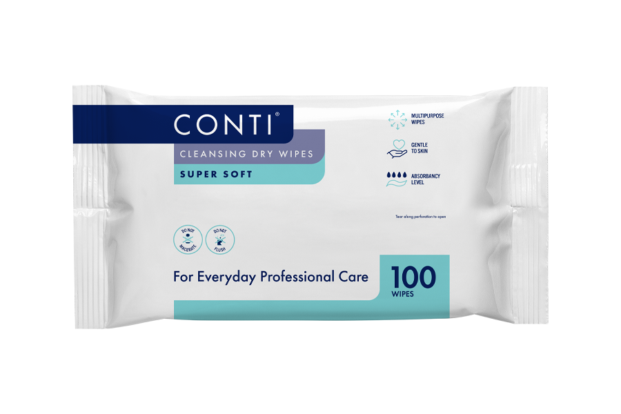 Conti® Super Soft Cleansing Dry Wipe - Small - 100x Wipes
